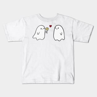 ghost couple gifting a flower Kids T-Shirt